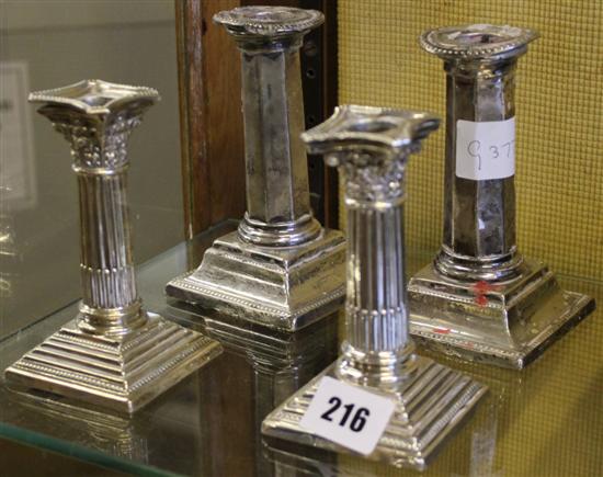 2 pairs silver candlesticks